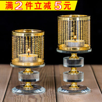 Great Compassion Curse Crystal Lotus ghee lamp holder with windproof cover Buddha front lamp Buddha lamp holder Household candlestick decoration Single