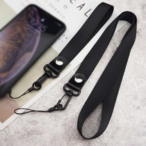 Simple black Gray red solid color lanyard mobile phone case rope short wrist hanging neck rope key anti-lost belt long