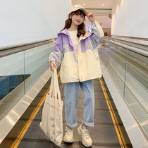 Korean girls autumn coat 2021 new foreign style childrens fashionable spring and autumn clothes large children loose hooded top
