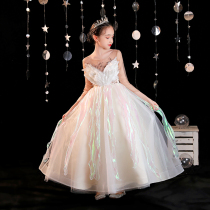 Childrens wedding gauze flower childrens dress Princess dress puffy gauze girls show evening dress small host piano performance clothes