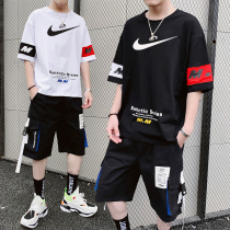 Nike short-sleeved t-shirt mens summer new loose sports casual clothes tide brand white cotton shorts suit