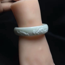 Xian Special Production Blue Fields Jade Sculpture Flower Bracelet Terracotta Warriors of the same white base Green Cuts 56-57 Circle Mouth Duck Egg Green Milk Green