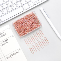  Mo Yan Wenfang high-value rose gold paper clip Creative safety pin Mini cute paper clip return pin Color clip Metal small office stationery bookmark 100 pieces boxed