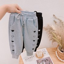 Childrens clothing girls 2021 autumn clothes New Love Pants female baby Korean loose pants children Foreign style casual pants