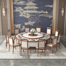 Hotel Big Round Table Electric 15 People 20 People Hotel Modern Restaurant With Turntable Dining Table And Chairs Combined Hotpot Table Customize