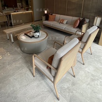 New Chinese style solid wood sales office negotiating hotel lobby reception rattan teahouse card seat homestay model room sofa