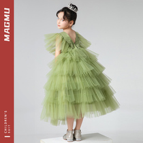 Meg Shepherds dress flower girl wedding princess dress childrens little girl puffy gauze performance host birthday dress