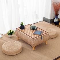  Japanese-style solid wood tatami coffee table Bay window table Rattan grass windowsill table Kang table Balcony floor low tea table Kang table