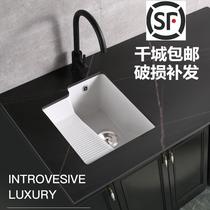  Balcony basin Ceramic laundry basin with washboard Embedded wash basin Deepened large laundry basin Single basin sink