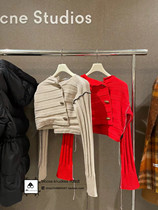 Acne Studios 21 Autumn Winter New Irregular Stitched Horn Button Flap Collar Short Knit Cardiovert