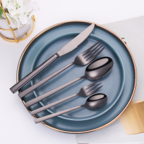 American 304 stainless steel knife and fork set steak knife and fork spoon set home black dessert fork spoon Western tableware