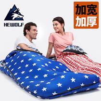 Male Wolf Outdoor Adults Outdoor Anti-Sepal Winter Thickening Warm Travel Sleeping Bag Widening Anti-Chill Camping Sleeping Bag