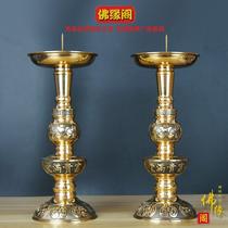 Pure bronze sculpted wax candle holder Ronghua Fugui Candle Desk Wax Terrace for Buddhist Buddhist Chinese Bronze Candle Holders