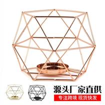 Manufacturer straight for cross border rose gold geometric candleholder European-style minimalist wax candle holder Creative Incense Candle Pendulum