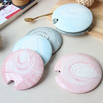 Marbled ceramic mug lid creative mud color open hole coffee cup lid round cup lid black tea cup lid