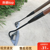  Hoe household weeding and wasteland weeding artifact shovel All-steel thickened wooden handle shovel grass ripping tool Garden special