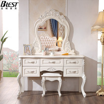 European solid wood dresser Bedroom carved makeup table Small apartment Princess makeup table American Villa retro makeup mirror