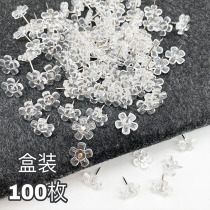 100 transparent flower plum thumbtacks Creative wall photo wall decoration Cork board press nails Art I-shaped nails