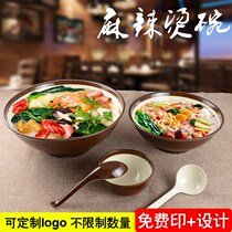 Bicolor melamine A5 imitation porcelain curl white hemp hot cutlery noodle bowl snail powder Zhang light and spicy hot bowl large bowl commercial