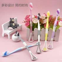 Multifunctional Net red toothbrush tongue coating brush dual-purpose soft hair belt scraping Brush tongue cleaner plate version with barrel tremble