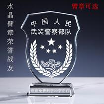 Veterans souvenir Navy Army Air Force Send Comrades-in-arms retired police gifts Crystal armband shield ornaments