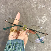 Gold-green polygon myopia glasses large frame women can be equipped with lenses with power Korean version of the tide net red eye frame men