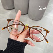 Brown transparent anti-blue radiation myopia frame female can be equipped with flat light degree Korean tide eye frame male retro