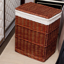 Large rattan blue Teng basket willow woven box dirty clothes basket bamboo basket rattan box rattan basket bamboo basket storage box with cover cloth