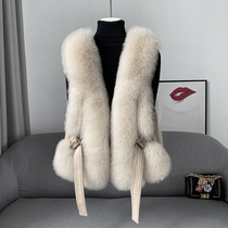 2021 autumn and winter Haining new fox fur vest women short real wool vest waistcoat shoulder thin young fashion