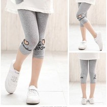 Girls summer thin stretch leggings 2021 new foreign fashion fashion small children Capri pants wear
