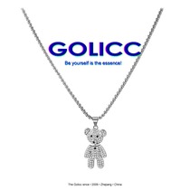 GOLICC full drill bear pendant ins tide hip hop necklace female wild simple 2021 new long sweater chain