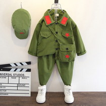 Children's military uniform spring and autumn military uniform suit eighth route army costume spring children's clothing boy little red army clothes spring fashion