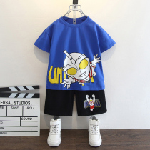  Ultraman clothes Boys summer thin T-shirt suit boys short-sleeved sports clothes Childrens clothing tide childrens summer clothes