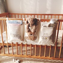 Bedside storage hanging bag Baby bedside fabric hanging basket Diaper bag Baby bed fence multi-function storage bag