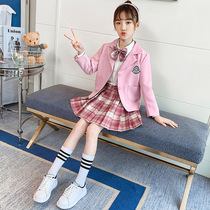 Childrens jk skirt genuine girl 2021 new college style suit primary school students suit three-piece Spring Autumn