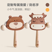 Ink little rattle Newborn baby children can bite the baby full moon gift wooden grip audition training toy