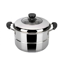 European stainless steel steamer household small soup pot one layer single layer compound bottom double layer thickening and deep burning gas stove
