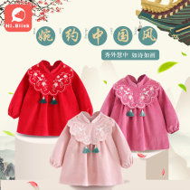 Baby waterproof lamp core suede hood clothes girl anti-wearing clothes children outside wearing foreign gas apron girls around for a Chinese wind