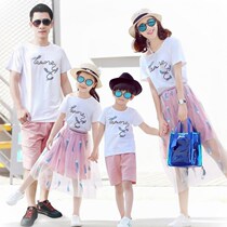 New 2022 net red pro-children in summer dress mother womens clothing family a family of three-four-mouth brother-in-law girl short skirt suit