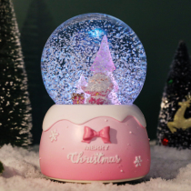 Christmas gift old man pink crystal ball music box dream rotating glass Music Box children Girl Girl