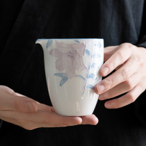 Hand-painted Lily road Cup ceramic fair tea division Jade mud porcelain pour tea cup household kung fu tea set single accessories
