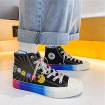 High Gang Canvas Wave Shoes 2021 New spring mens shoes Korean version Trend 100 hitch Summer Graffiti casual little whiteboard shoes