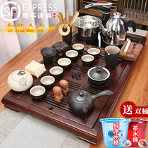 Fully automatic tea tray solid wood black pottery kung fu tea set four-in-one water whole set of tea table Tea Sea Office