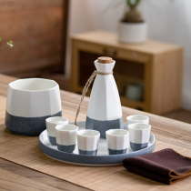 Japanese sake set Snowflake glazed ceramic spirits cup Wine dispenser Household wine jug Octagonal ceramic small wine glass