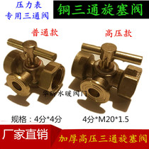  Pressure gauge thickened plug boiler three-way plug valve buffer tube M20x1 valve 4 points -5 high pressure copper