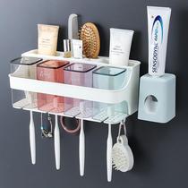 Toilet non-perforated wall-mounted electric toothbrush toothpaste holder brush Cup hanging wall-type mouthwash Cup cylinder set