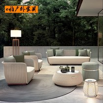 Nordic outdoor rattan chair sofa living room outdoor courtyard outdoor double leisure coffee table rattan waterproof rattan furniture