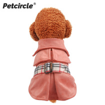 Pet dog cat clothes Autumn and winter warm handsome puppy powder suede trench coat Cat Teddy bear dog clothing