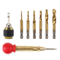 High speed steel drilling tapping chamfering integrated drill bit coated titanium 6pc composite wire cone