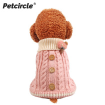 Pet dog cat Autumn and winter warm and comfortable home clothes Cat cat clothing Teddy bear twist button sweater